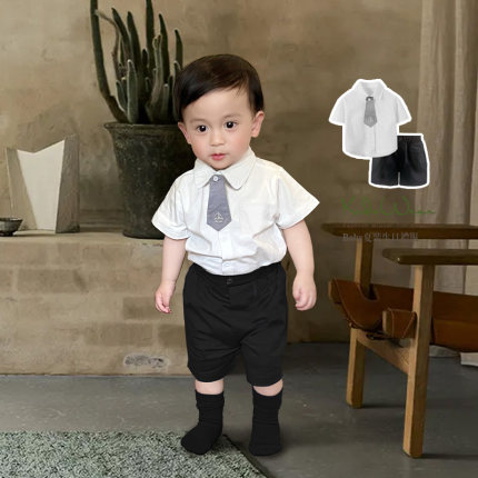 男童生日礼服宝宝抓周周岁礼服领带衬衣英伦风小绅士服西装短裤