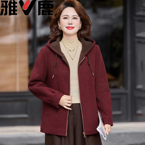 雅鹿妈妈休闲秋装连帽外套新款