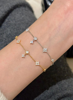 闪钻四叶草手链女士时尚轻奢小众设计感气质精致手饰品礼物潮