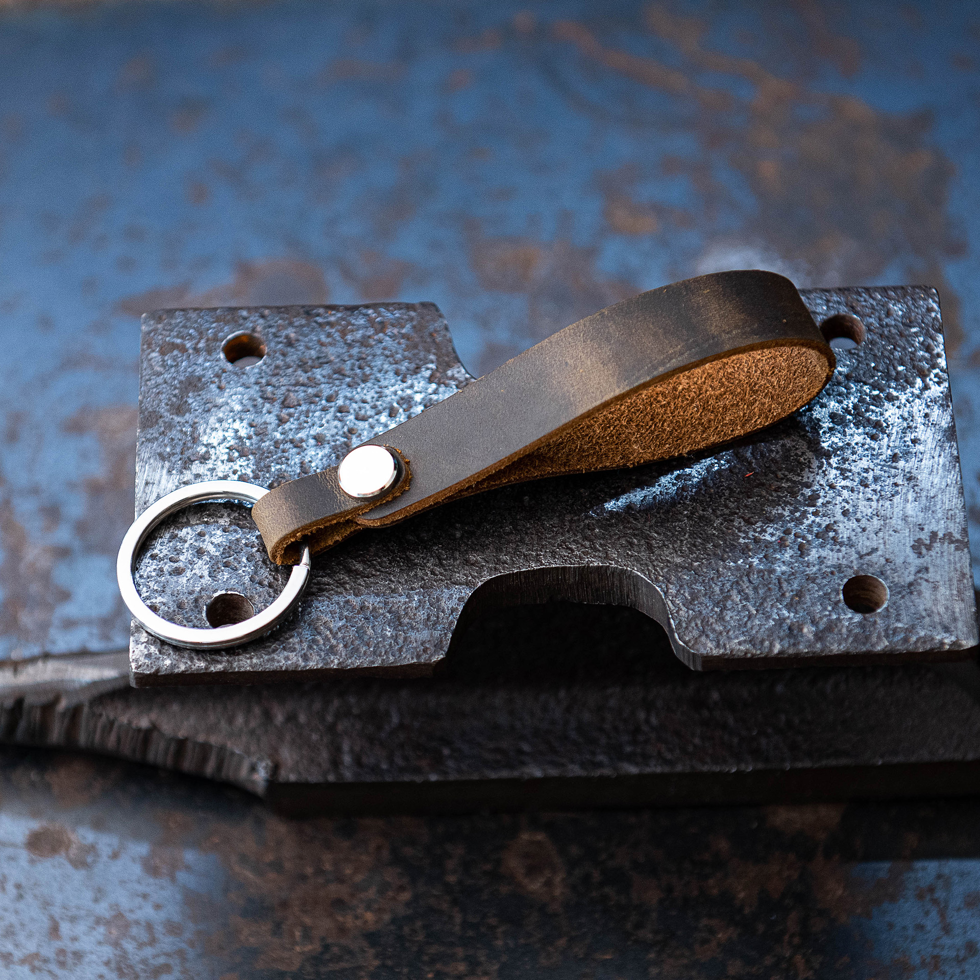 复古疯马皮钥匙扣 机车钥匙挂件 真皮