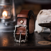 山岩 皮带 Vintate男士 欧洲文艺复兴时期风格 进口5mm厚度牛皮