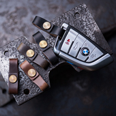 汽车钥匙扣皮条 山岩手工制作 美国HorweenCXL霍尔文 黄铜钥匙圈