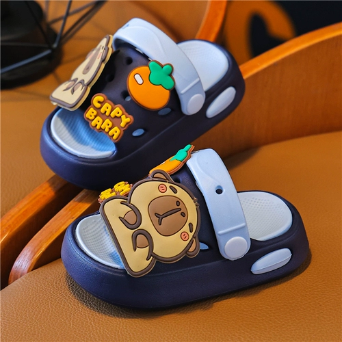 Детские слайдеры, летние мультяшные нескользящие тапочки для мальчиков, мягкая подошва