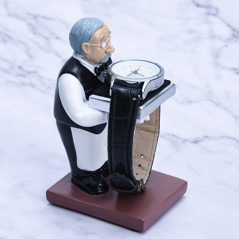 创意老头管家摆件表盘戒指展示架