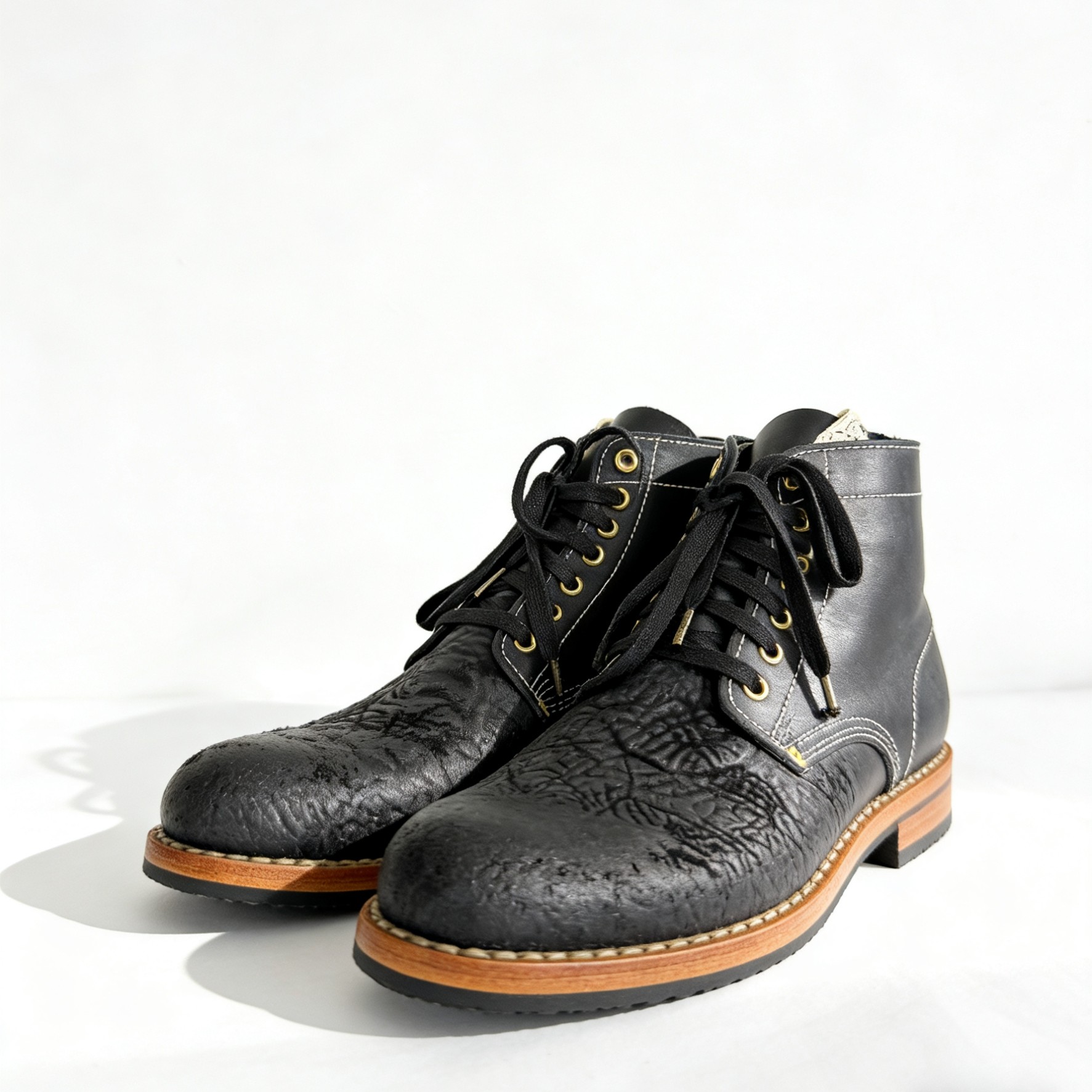 Visvimlaoliu25ss7孔B靴马臀缩骨纹手工固特异