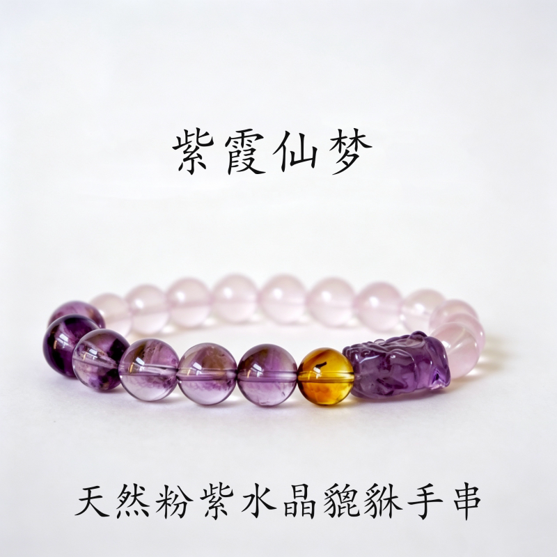 水晶手串天然紫水晶貔貅好运手链