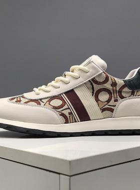 男生阿甘鞋运动休闲鞋2025春季新款真皮鞋男潮牌鞋透气百搭单鞋男