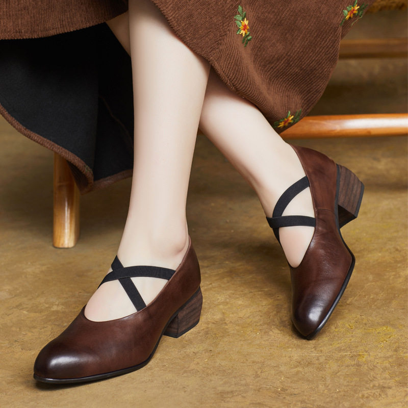2025春季新款真皮尖头交叉松紧带时装单鞋中空平跟鞋,女鞋,时尚休闲鞋,淘宝优惠券,粉丝福利购,淘宝优惠卷