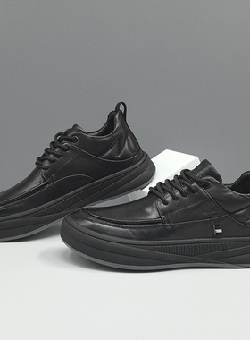 真皮板鞋男款潮流百搭小丑鞋欧洲站歪头休闲鞋秋冬加绒萌丑芒果鞋