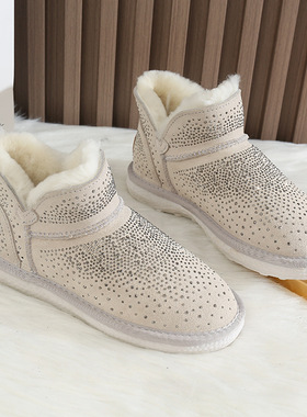 特价断码清仓雪地靴女CE加绒加厚冬季低帮棉鞋保暖烫钻羊毛东北