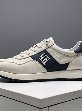 阿甘鞋2025年春季新款真皮运动鞋一脚蹬休闲运动皮鞋欧洲站男潮鞋