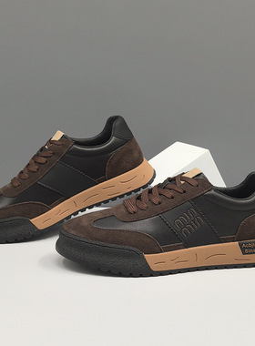 真皮板鞋男款潮流百搭鞋子欧洲站男鞋轻奢高端小众韩版男士休闲鞋