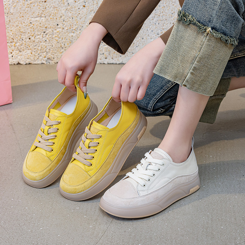 2025新款春季头层牛皮软皮小白鞋女一脚蹬牛筋软底孕妇鞋休闲