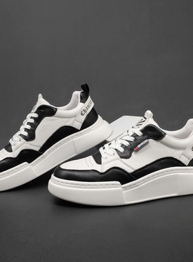 真皮板鞋男款头层牛皮百搭鞋子男士秋季新款欧洲站男鞋小众休闲鞋