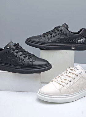 男鞋头层牛皮新款透气小白鞋百搭潮流运动板鞋男士真皮软底休闲鞋