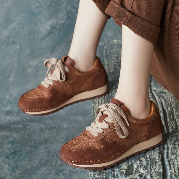 2024春季新款牛皮软底德训鞋休闲单鞋交叉绑带厚底单鞋上线