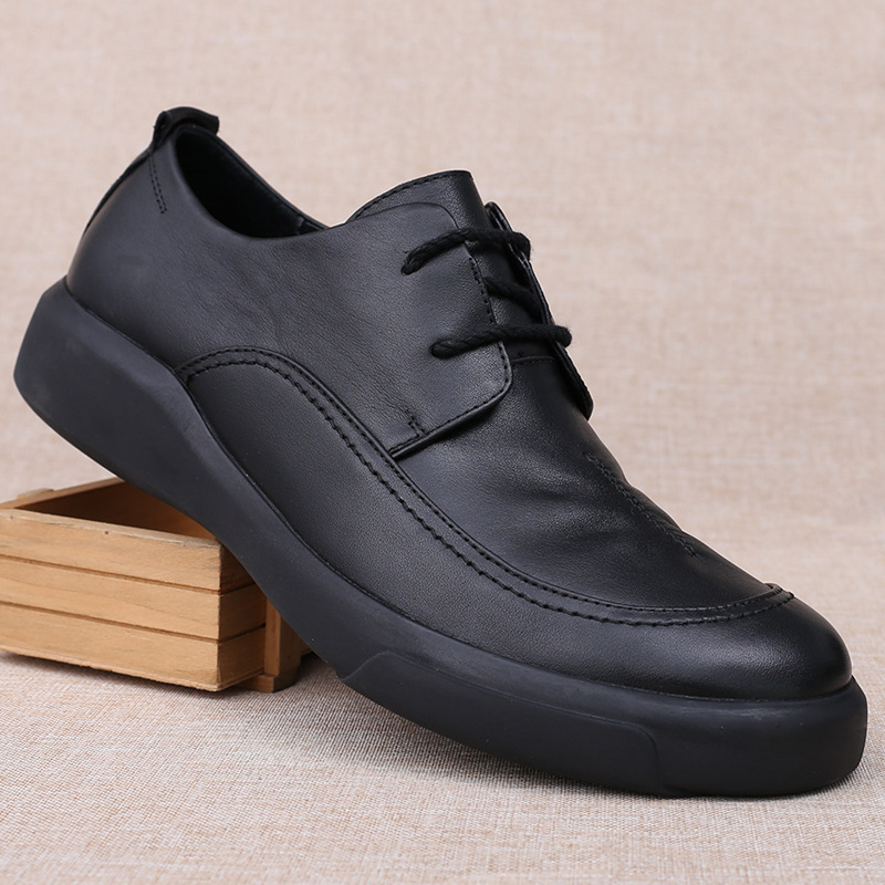 真皮商务皮鞋男士秋季新款软底软皮休闲百搭男鞋冬款加绒休闲皮鞋
