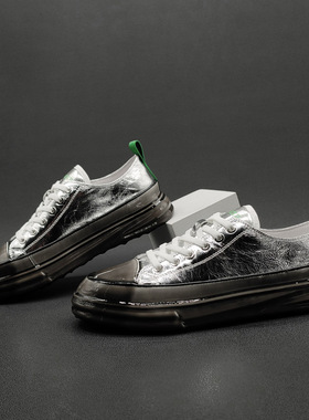 男士网红淋胶男鞋厚底男生板鞋男款潮鞋欧洲站男鞋真皮男生休闲鞋