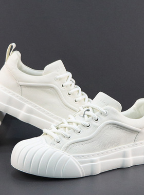 男鞋头层牛皮运动鞋男轻便透气真皮跑步鞋百搭休闲鞋潮流青年鞋子