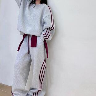 美式Oversize运动套装女秋冬加绒宽松显瘦时尚炸街卫衣休闲两件套
