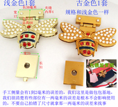 皮具新款 手提包女镶钻蜜蜂锁扣单肩斜挎包复古金色按扣珠子五金配