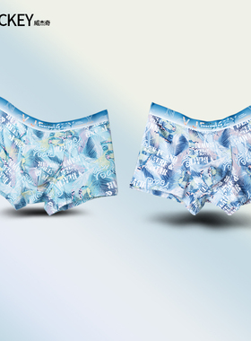 VJECKEY/威杰奇新款男士内裤送男友礼盒棉质平角裤青少年潮流印花