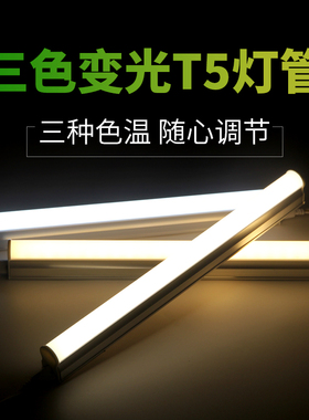 讴来德一体化变光led灯管三色T5双色长条变色电管环形分段调光日