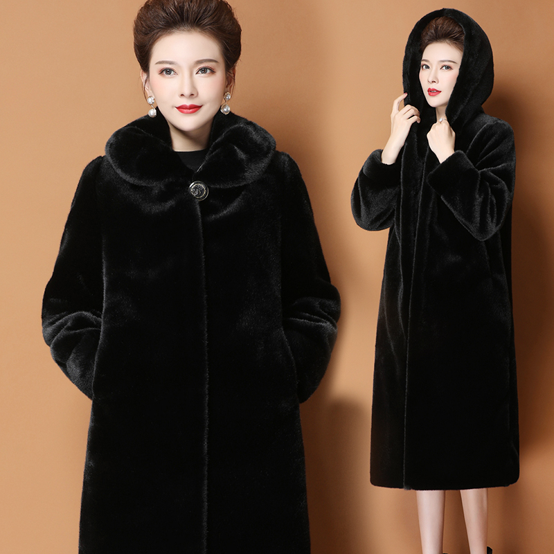 皮草外套水貂毛中年妈妈貂皮大衣