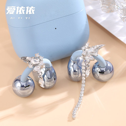 适用华为freeclip2代耳夹式耳机钻扣流苏蝴蝶耳饰夹扣装饰配饰