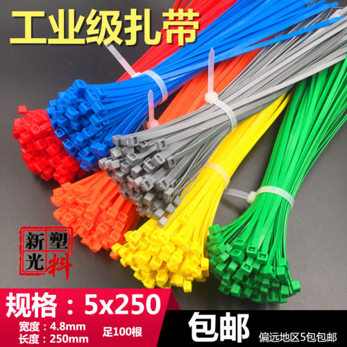 新光尼龙扎带5x250国标(4.8)长25cm 彩色红黄蓝绿足100条捆扎