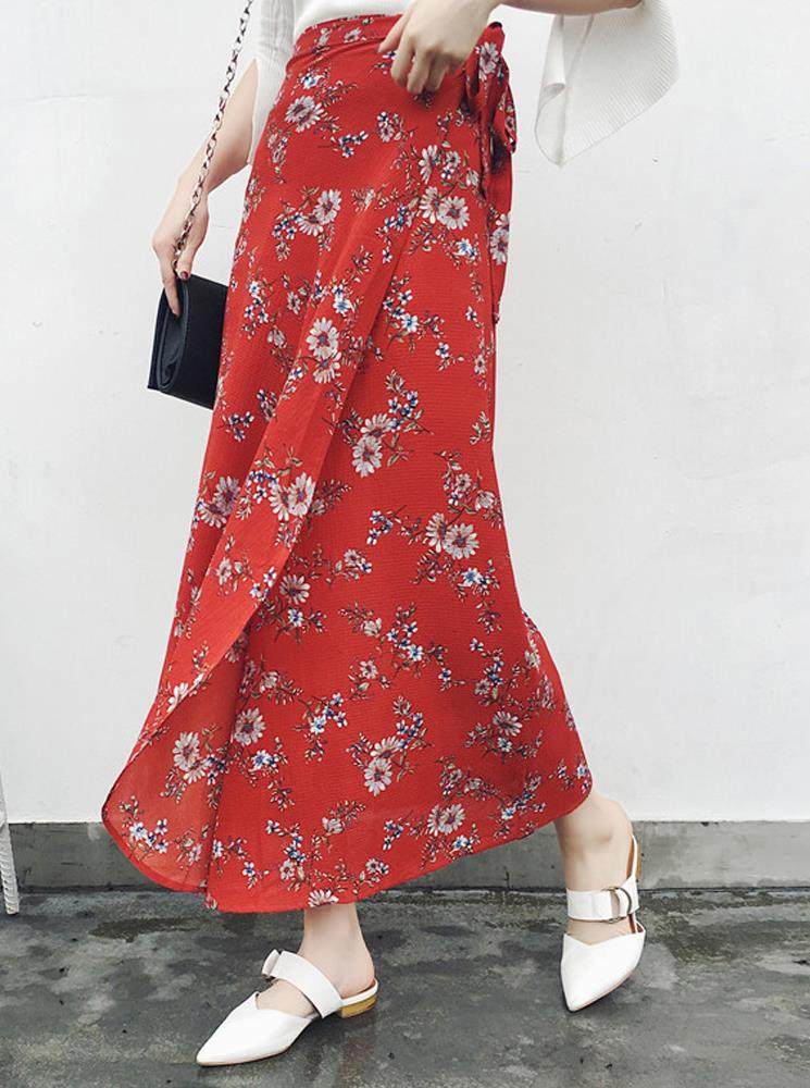 Single chip skirt 2019 Spring and summer new pattern longuette Frenum Chiffon Broken flowers Wrap Dress Irregular Sunscreen Maxi dressin the Women's clothing/Boutique , Skirts  category - from Buy2taobao.com to provide professional Taobao agent buy service