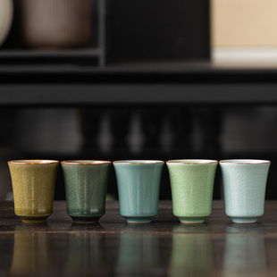 冰裂釉陶瓷品茗杯家用闻香杯碗 哥窑开片复古功夫茶具单主人杯中式