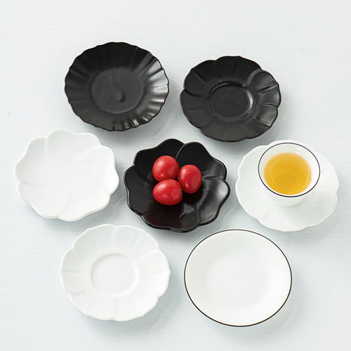 哑光黑白陶瓷茶垫杯垫