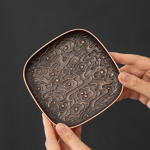 仿古铜祥云杯垫合金隔热茶杯托做旧茶碟功夫茶具配件壶承茶壶托盘