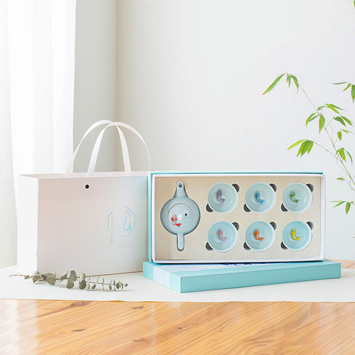 陶瓷七件套礼盒装定制功夫茶具