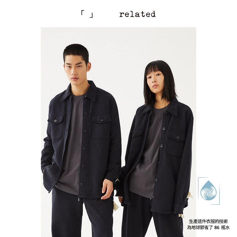 有关related|小水滴| 纯色翻领polo衫女长袖春秋百搭外套情侣上衣