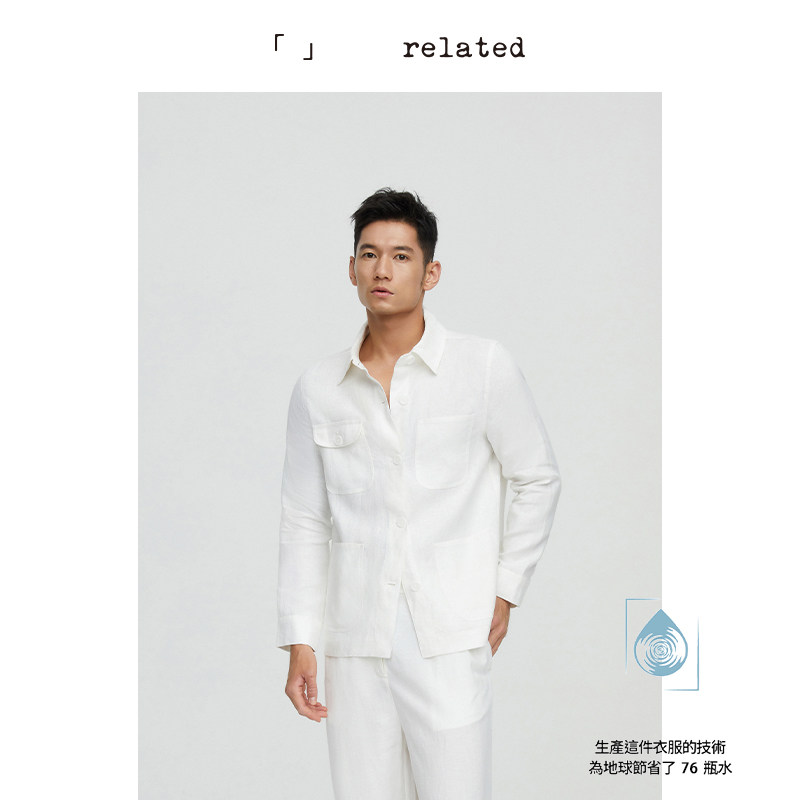 有关related|小水滴| 长袖亚麻上衣女夏衬衫2025年情侣款防晒外套