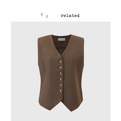 有关related|小水滴| 高级感咖色马甲套装女秋季2025阔腿裤两件套