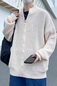 高品质 韩版拉链开衫毛衣高领潮流宽松加厚针织衫外套男MY2207p50图片