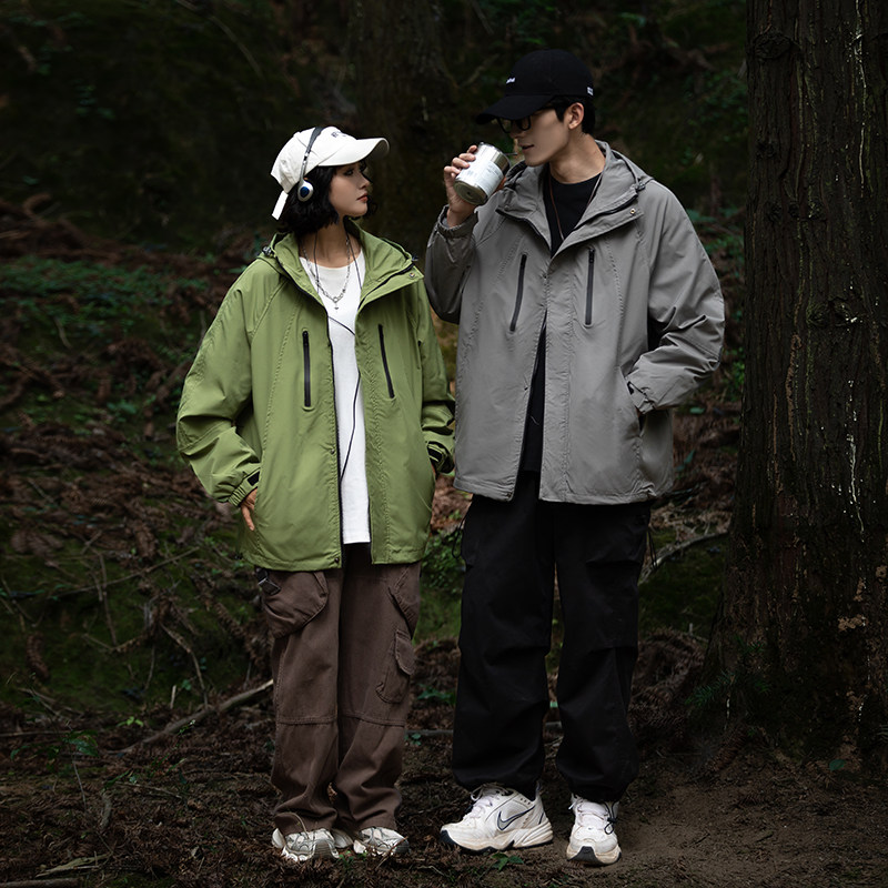 山系户外冲锋衣外套男女春秋机能风潮牌连帽夹克上衣JK6228p75,男装夹克,电商D315