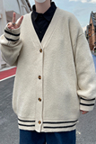 抖音复古日系慵懒V领针织衫外套男女宽松休闲毛衣MY2201p50，男装针织衫/毛衣，电商D315