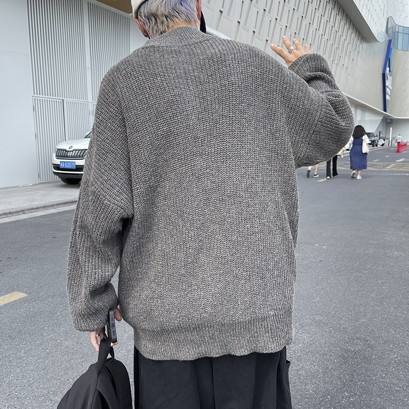 高品质韩版拉链开衫毛衣高领潮流宽松加厚针织衫外套男MY2207p50,男装针织衫/毛衣,电商D315