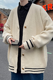 抖音—日系慵懒风V领针织衫外套男女宽松休闲毛衣潮MY2201p50，男装针织衫/毛衣，电商D315