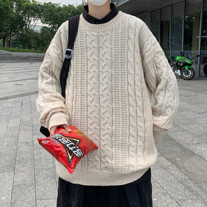 高质量！秋冬季新款圆领提花毛衣男加厚线针织衫毛衣潮MY2235p50图片