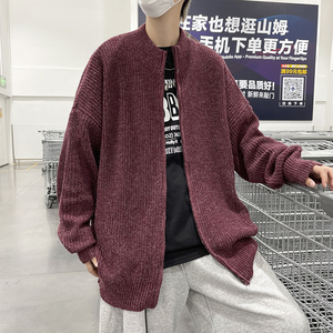 高品质 韩版拉链开衫毛衣高领潮流宽松加厚针织衫外套男MY2207p50图片