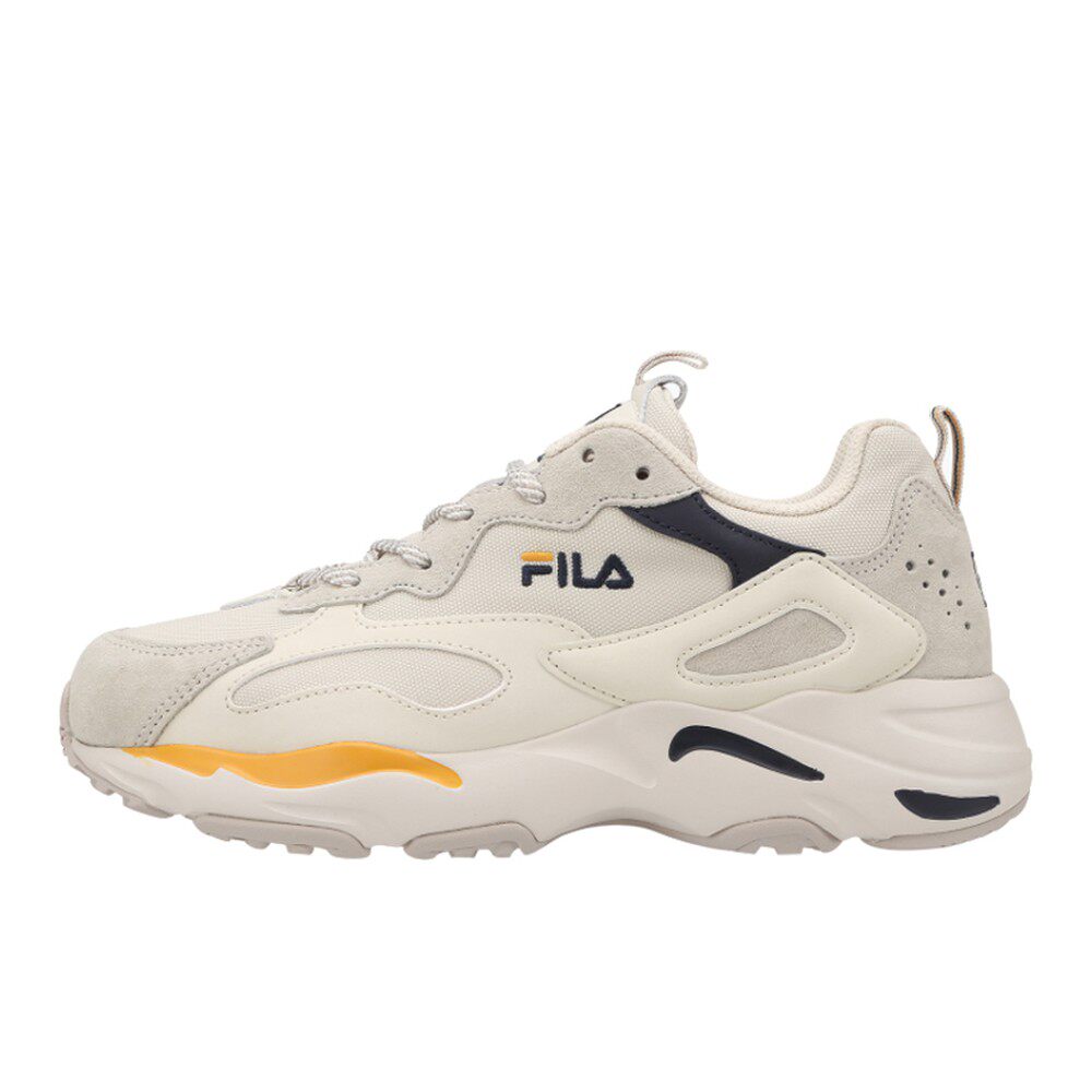 FILA 老爹鞋 男女通用 低帮 圆头 织物 系带 春秋冬夏 白色 厚底