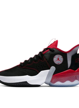 JordanReactElevation系列PF合成革TPU中帮篮球鞋男款黑红色国内