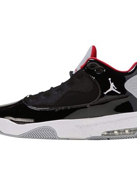 Jordan 儿童篮球鞋 系带 中帮 黑色 皮革 圆头 秋春 防滑耐磨