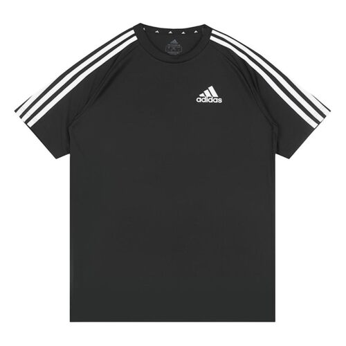 【攀登】 adidas T恤 条纹 直筒 合身 涤纶 短袖 适中 春夏 常规
