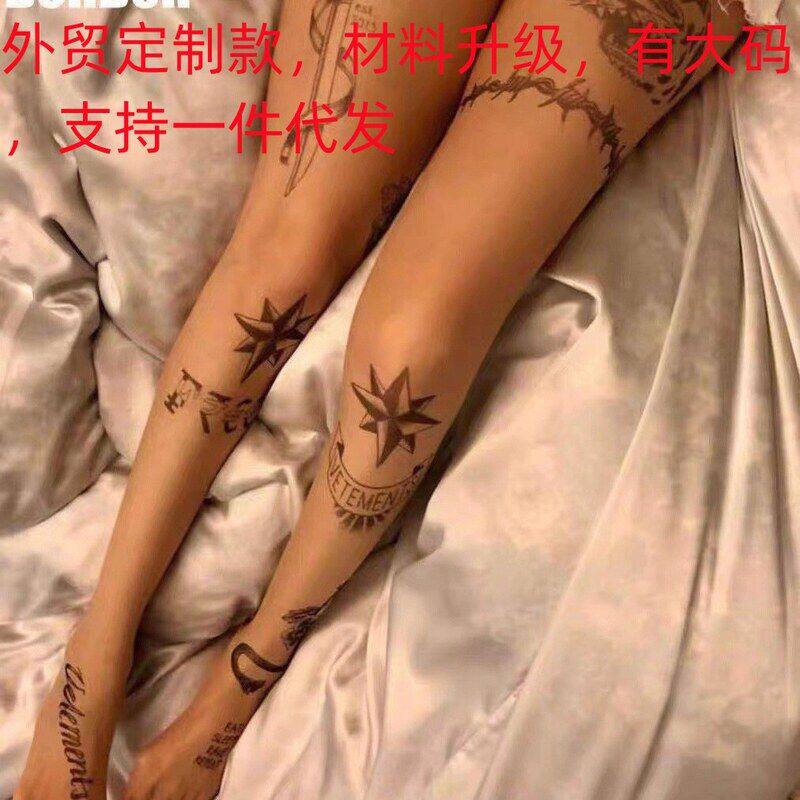新款盒装丝袜任意丝袜袜春夏假色丝剪肤色vet印花纹身字母纹身花